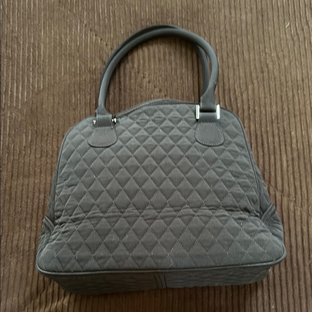 Vera Bradley Quilted Black Handbag Leopard Interior - Picture 3 of 8